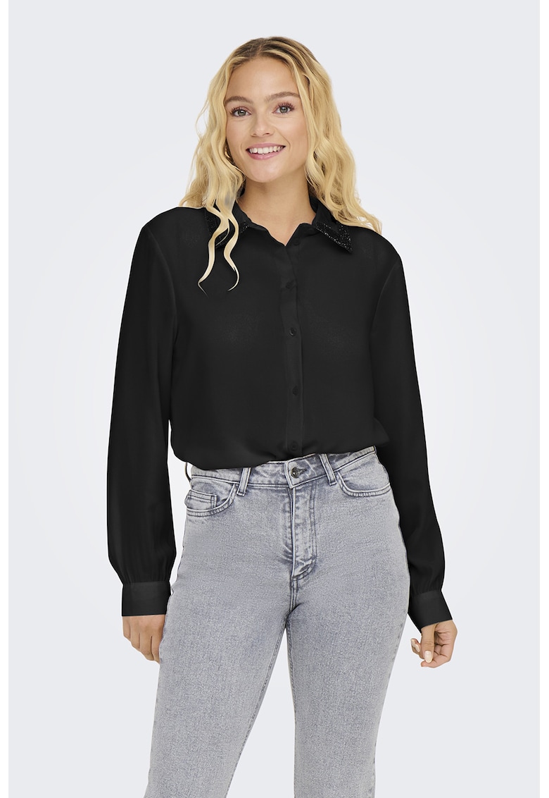 Oferte la Camasa cu guler brodat - Negru