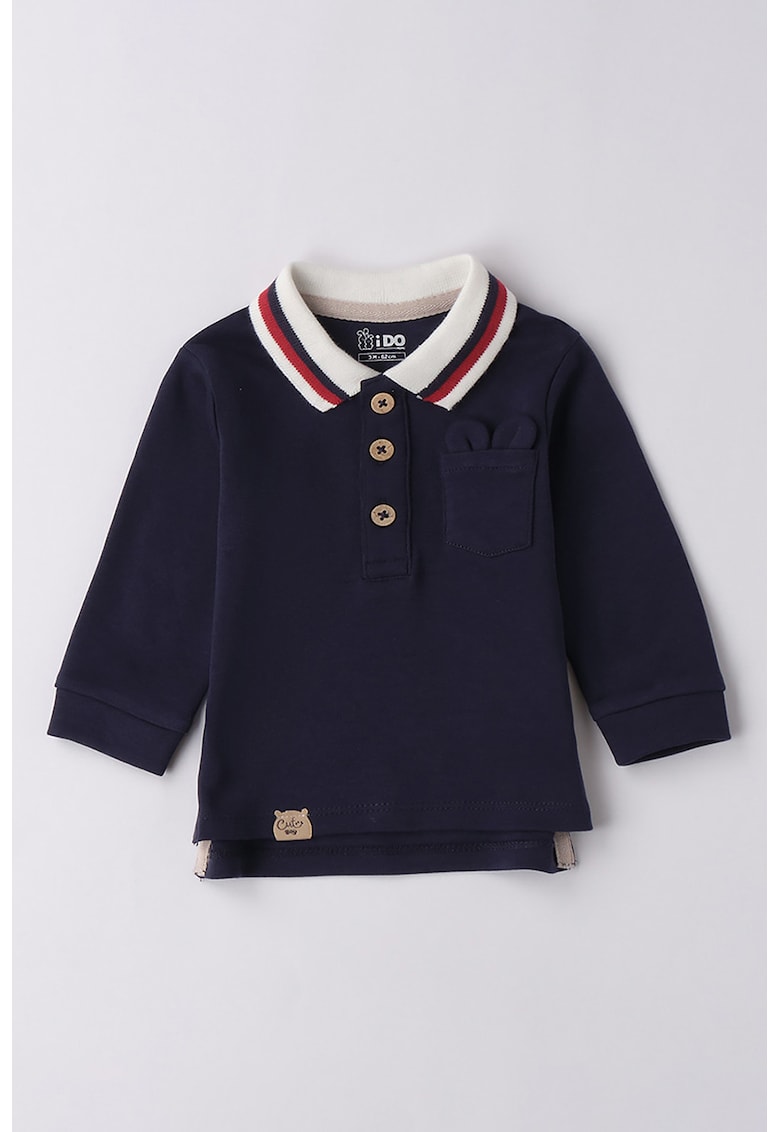 Oferte la Bluza polo de bumbac cu buzunar aplicat - Rosu/Alb/Bleumarin