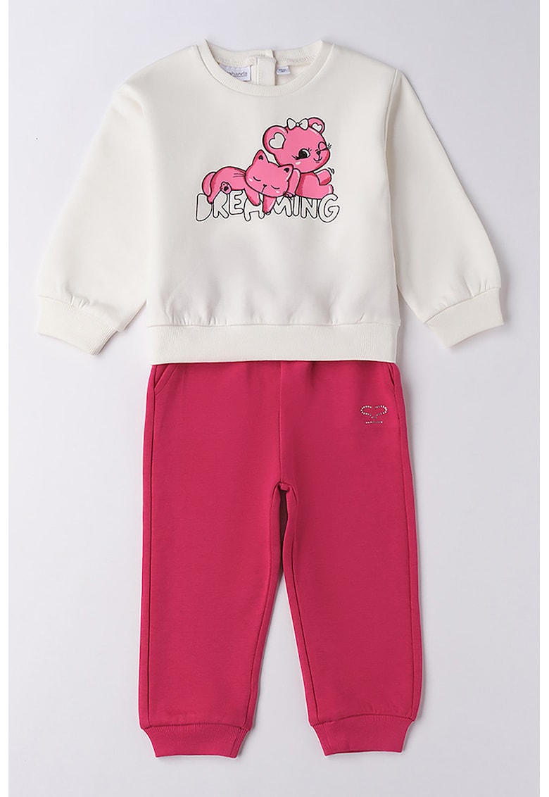 Oferte la Trening cu imprimeu grafic - Alb fildes/Roz zmeuriu/Roz pastel