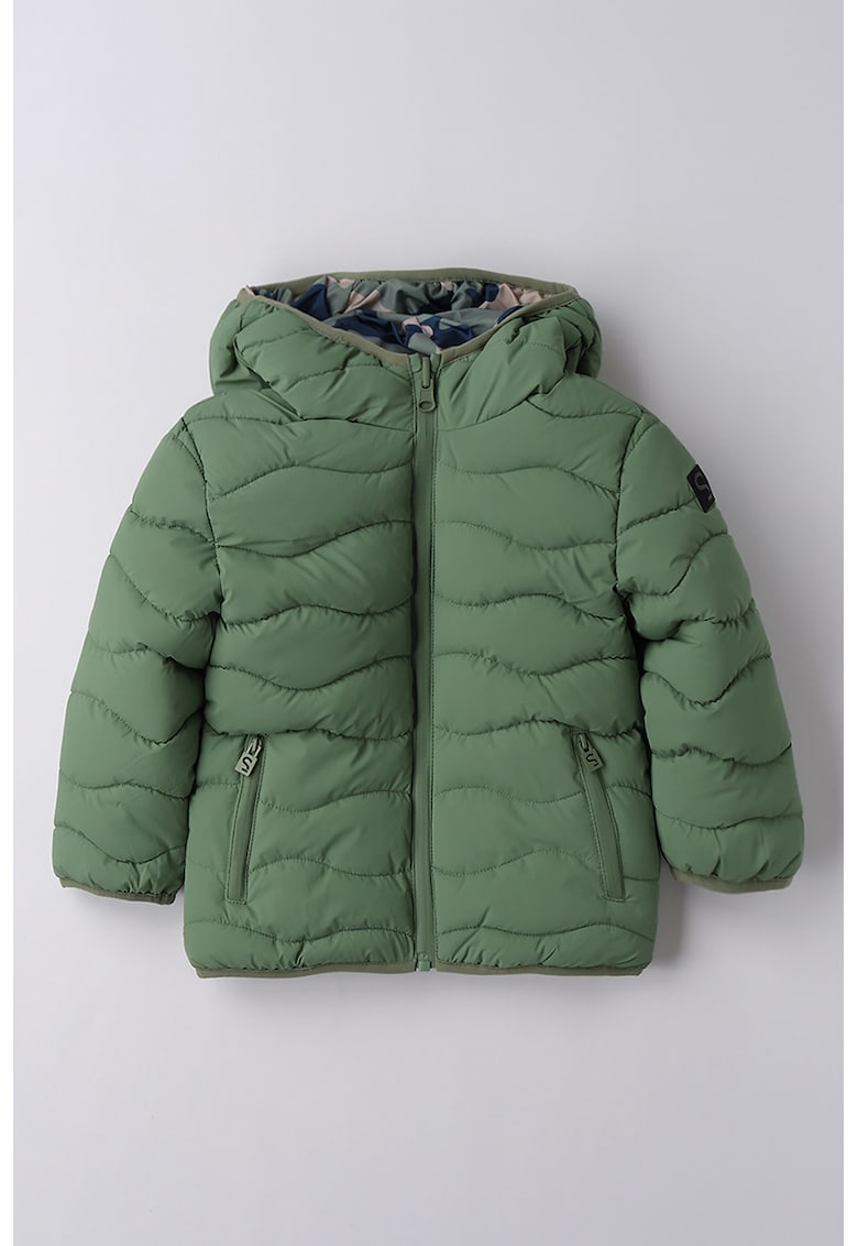 Oferte la Geaca reversibila cu gluga - Maro deschis/Verde feriga/Bleumarin
