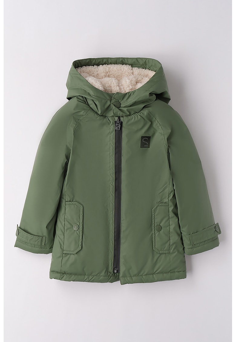 Oferte la Geaca cu fermoar si gluga - Verde feriga
