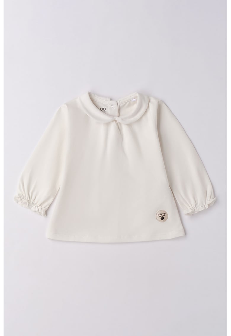 Oferte la Bluza lejera cu mansete elastice si capse - Alb fildes