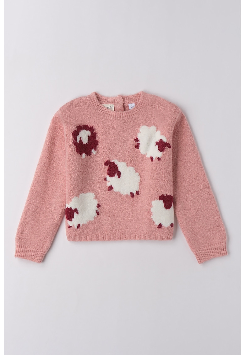 Oferte la Pulover din amestec de lana cu model abstract - Alb/Rosu inchis/Roz prafuit