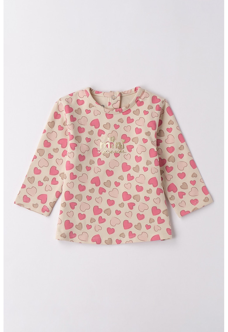 Oferte la Bluza din amestec de bumbac cu model inimi - Maro deschis/Maro nisip/Roz