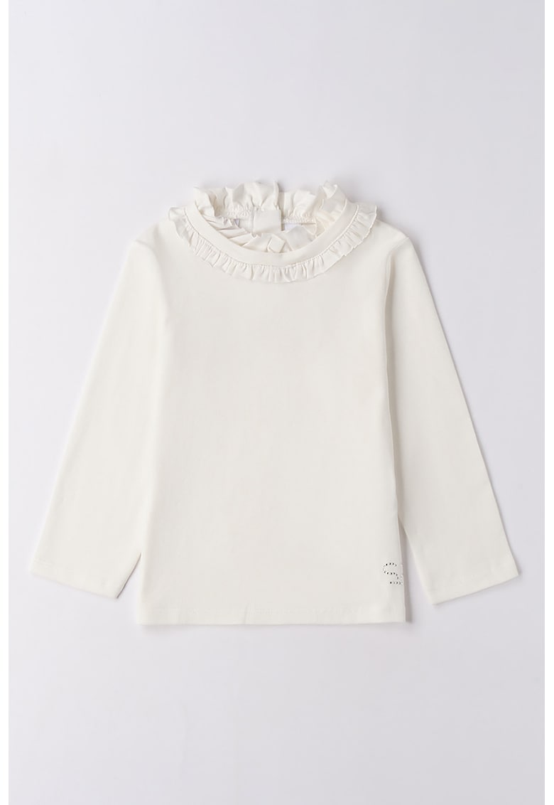 Oferte la Bluza cu guler cu volane - Alb fildes