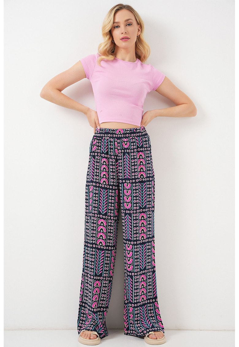 Oferte la Pantaloni dama - HiCCUP - Talie inalta - Textil - Bleumarin
