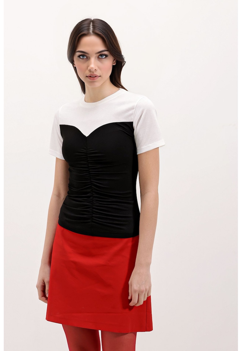 Oferte la Tricou dama -  Fitted Rope Neck - maneca scurta - negru - jerseu