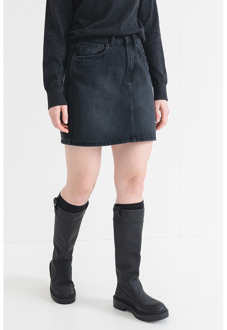 Oferte la Fusta de denim cu 5 buzunare - Negru stins