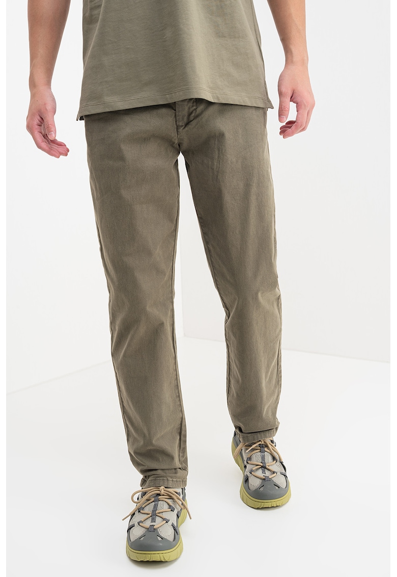 Oferte la Pantaloni cu talie medie si buzunare - Verde feriga