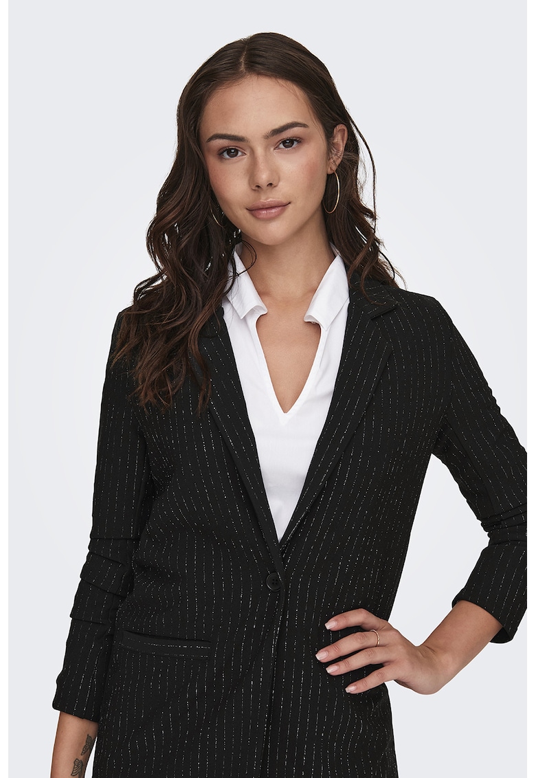 Oferte la Sacou cu maneci 3/4 si dungi - Negru
