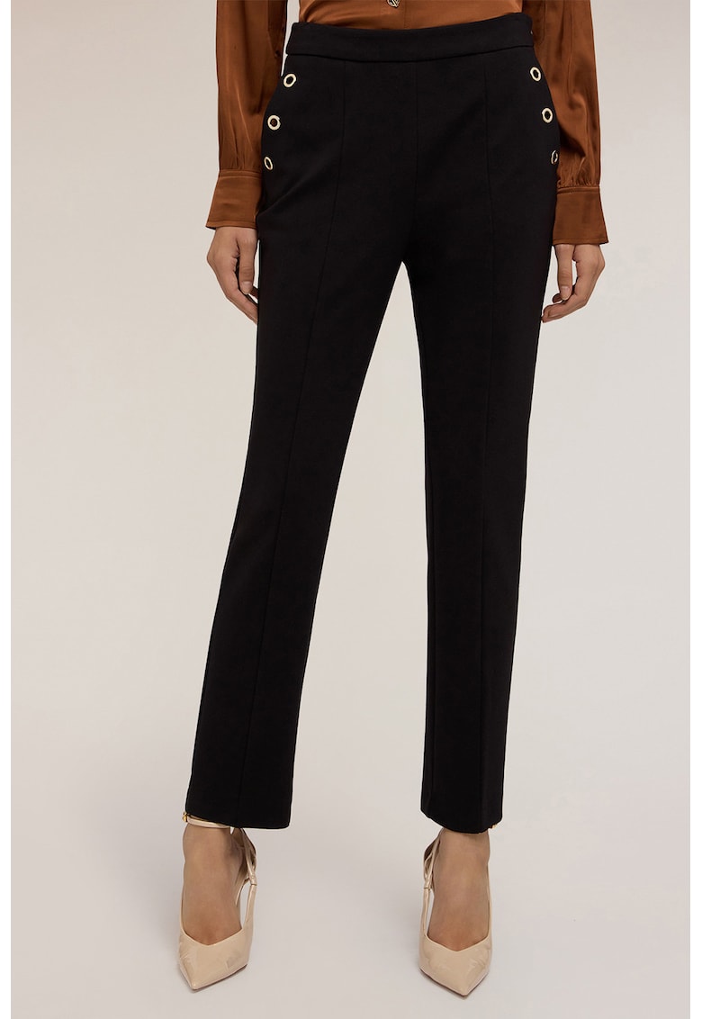 Oferte la Pantaloni cu pense si talie inalta - Negru