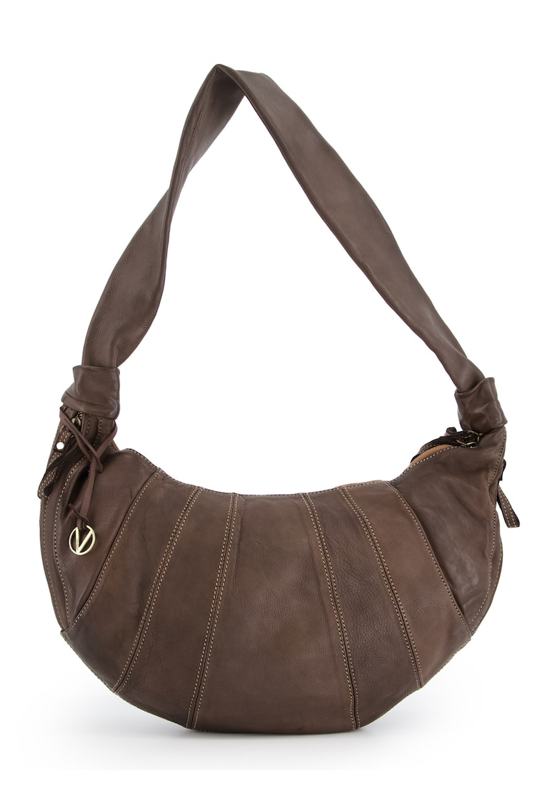 Geanta crossbody  piele naturala - 3 buzunare interioare - maro - 42x26x7cm