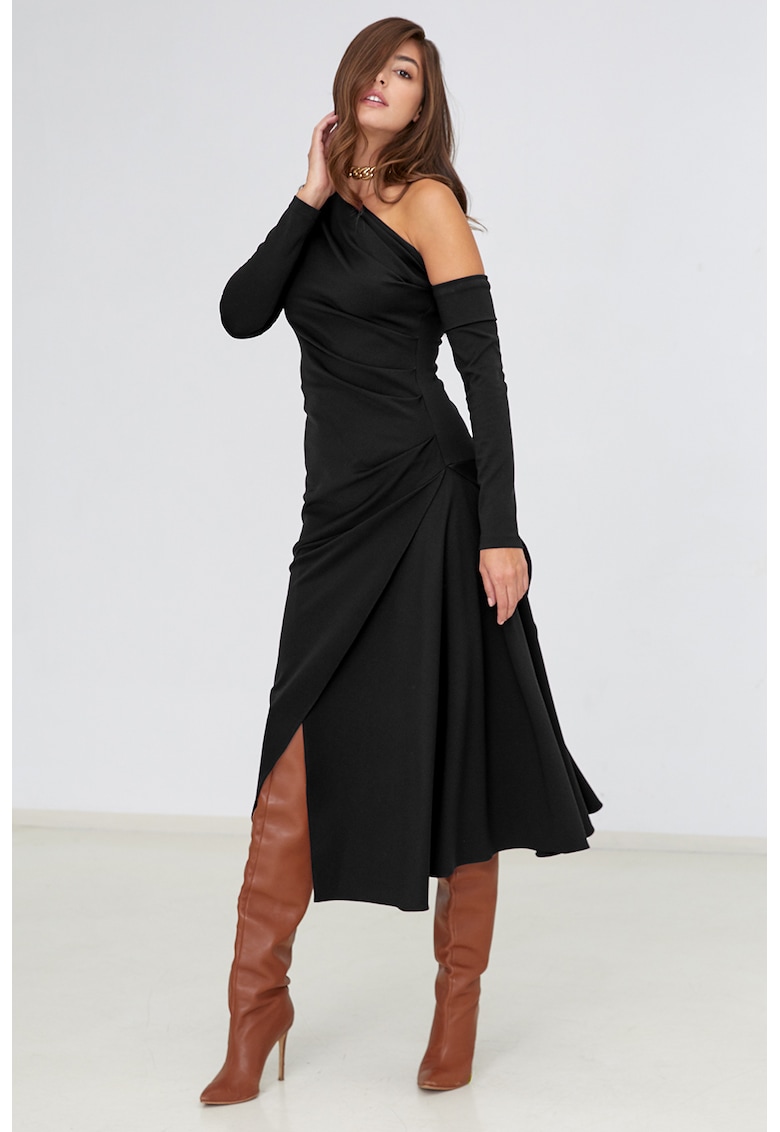 Oferte la Rochie midi asimetrica Melrose - Negru