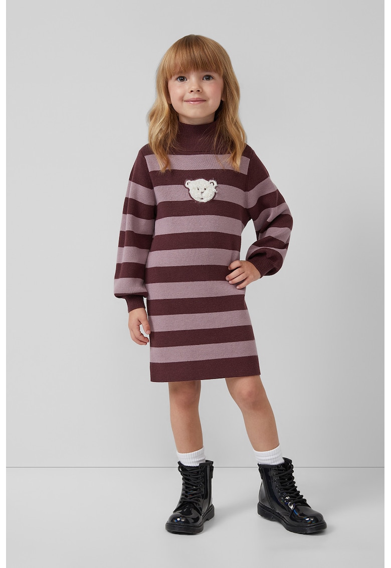 Oferte la Rochie-pulover lejera cu dungi - Visiniu/Roz prafuit