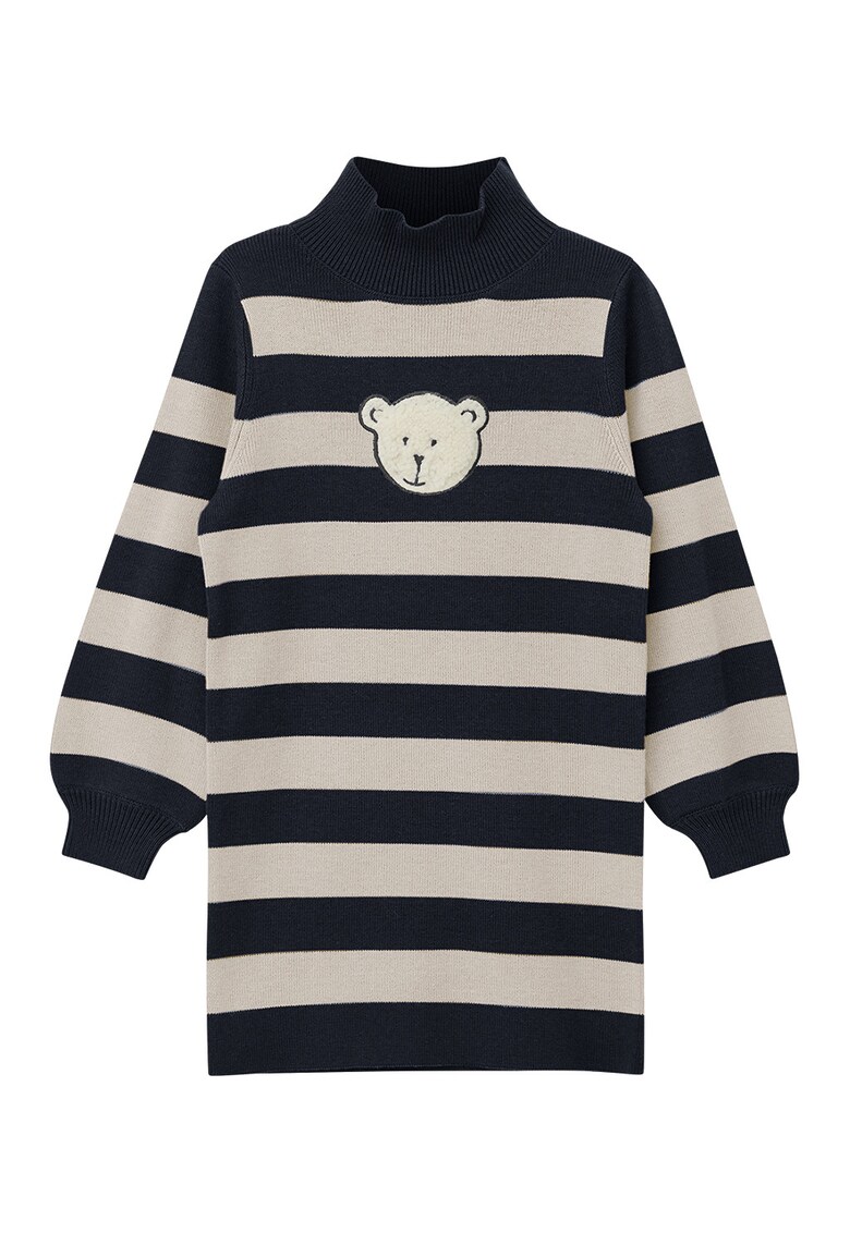 Oferte la Rochie-pulover lejera cu dungi - Bej/Bleumarin