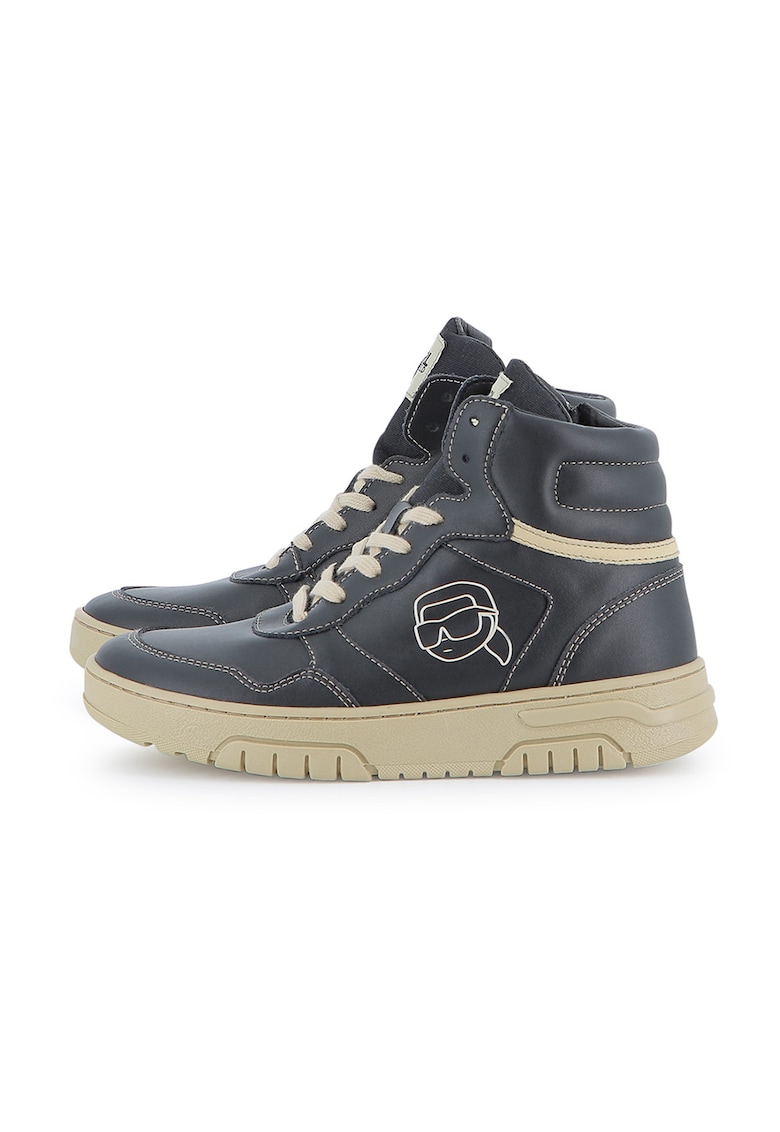 Oferte la Ghete din piele cu logo - Gri carbune