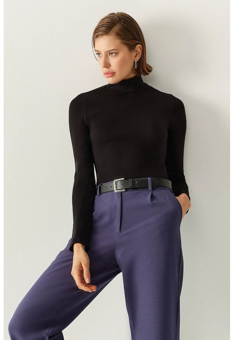 Bluza dama -  guler inalt - negru - Negru