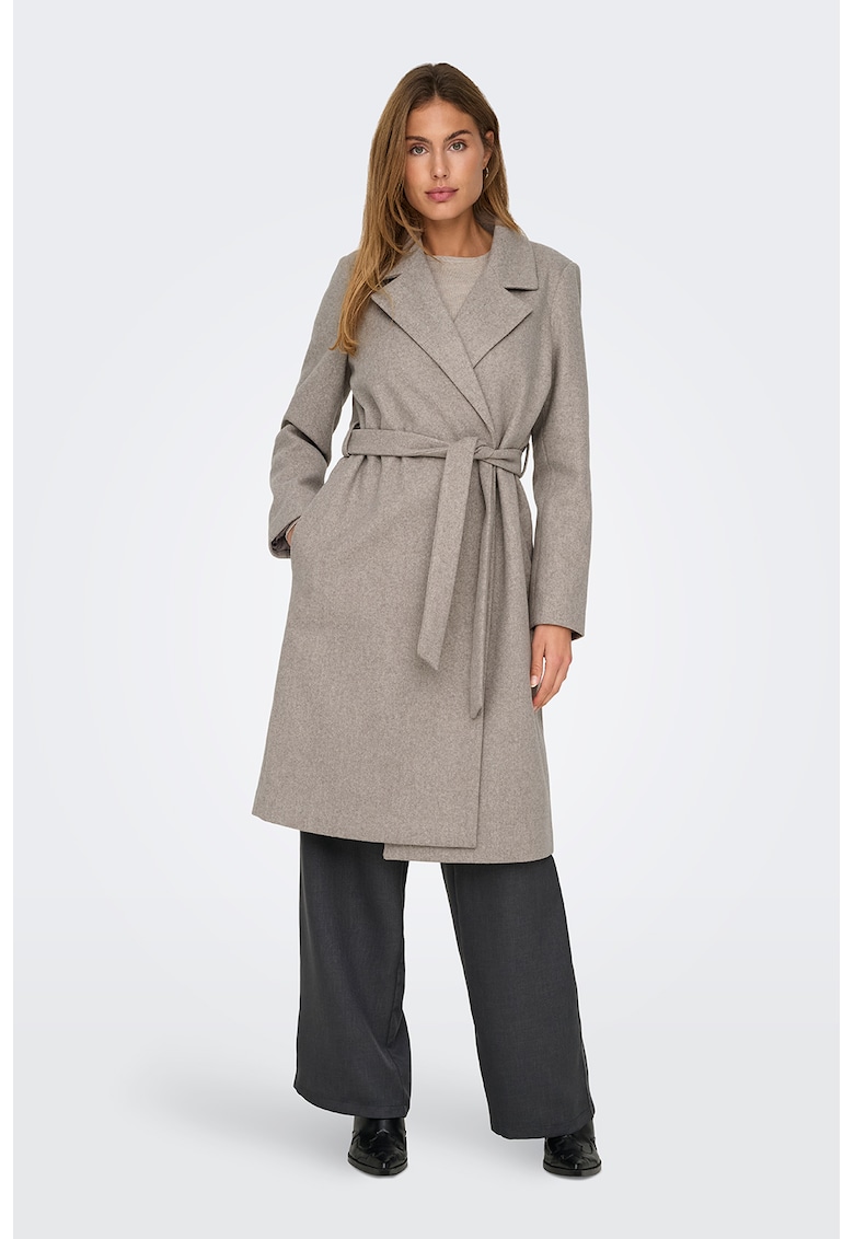 Oferte la Palton cu model petrecut si buzunare laterale - Maro taupe deschis