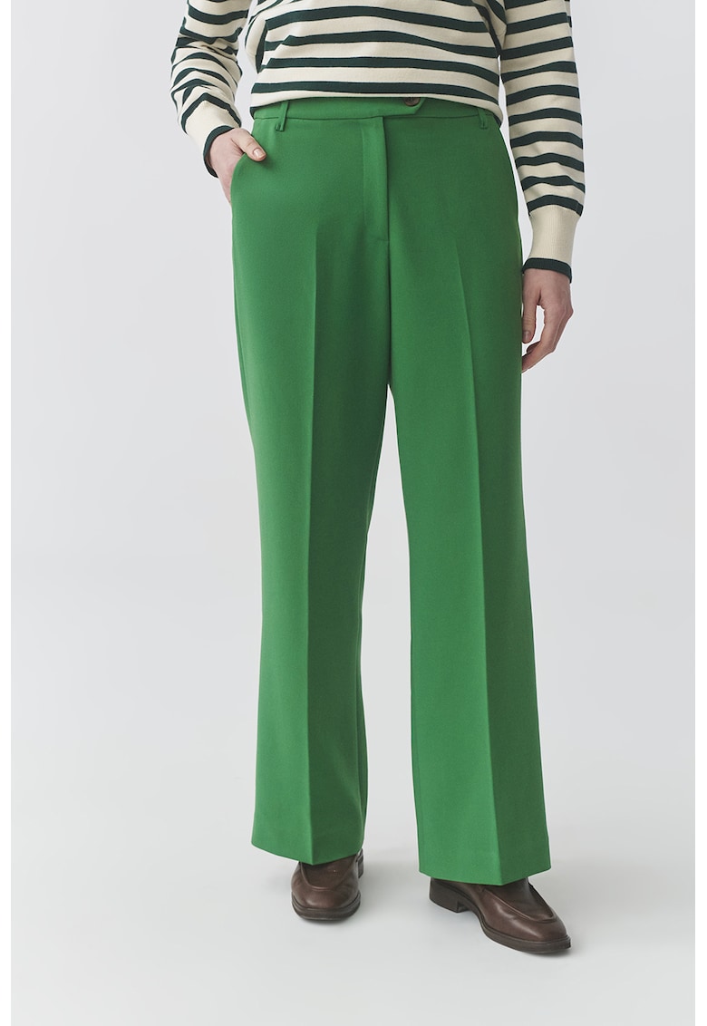Oferte la Pantaloni eleganti cu detalii pensa - Verde
