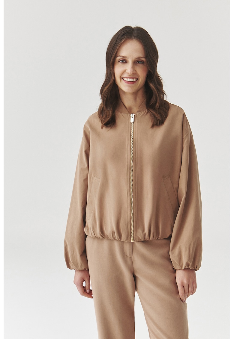 Oferte la Jacheta bomber cu buzunare oblice - Maro nisip