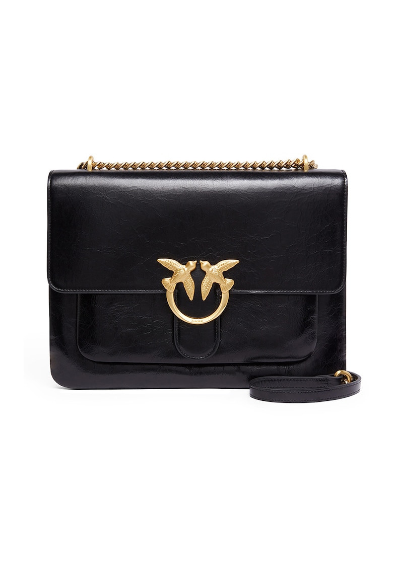 Oferte la Geanta crossbody de piele cu trei compartimente - Negru