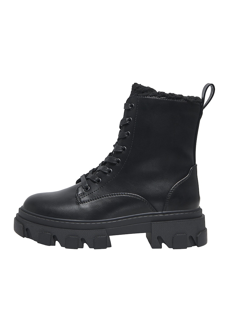 Oferte la Ghete de piele ecologica cu sireturi - Negru