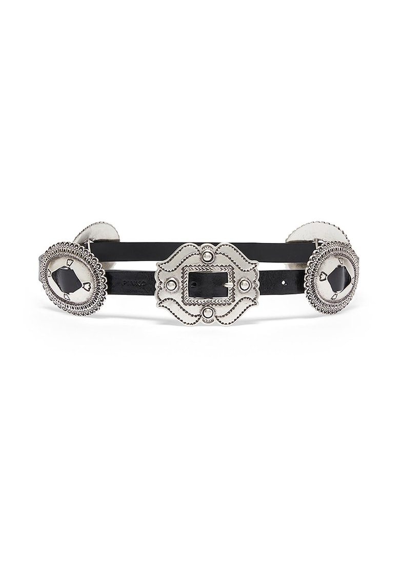 Oferte la Curea de piele cu elemente metalice - Negru