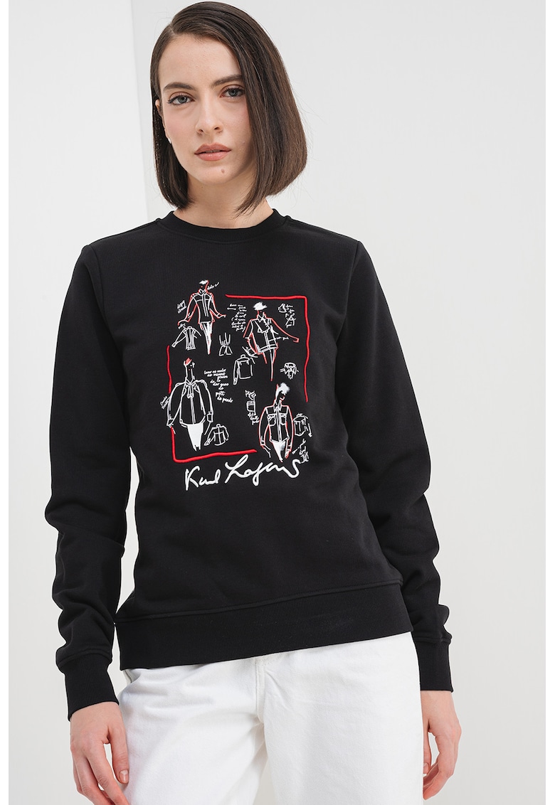 Oferte la Bluza de trening cu imprimeu si broderie logo - Negru