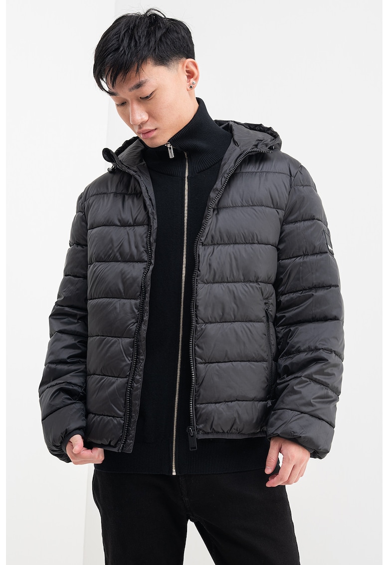 Oferte la Geaca matlasata cu gluga - Negru