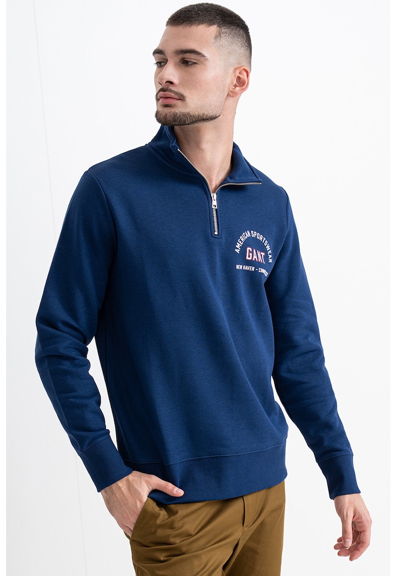 Oferte la Bluza de trenig cu fermoar scurt - Albastru