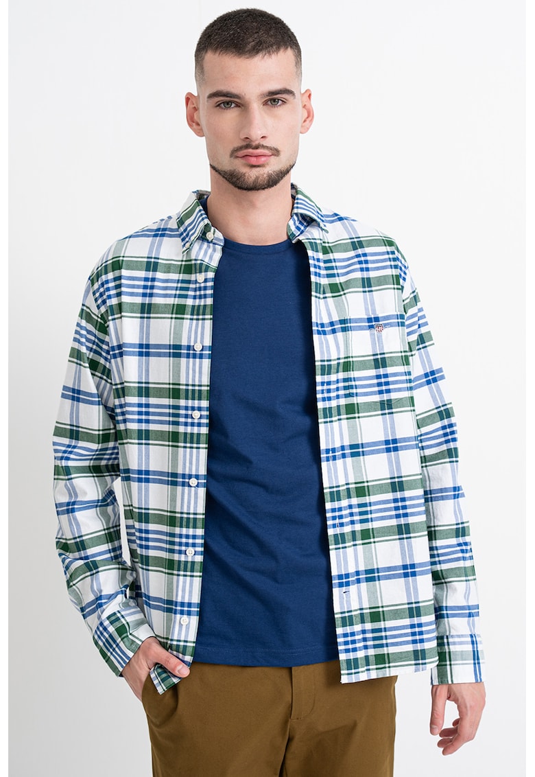 Oferte la Camasa Oxford din bumbac cu model in carouri - Alb/Verde/Albastru