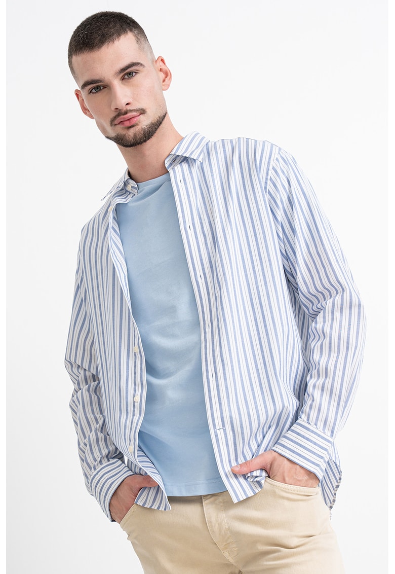 Oferte la Camasa din bumbac cu dungi - Alb/Albastru pal
