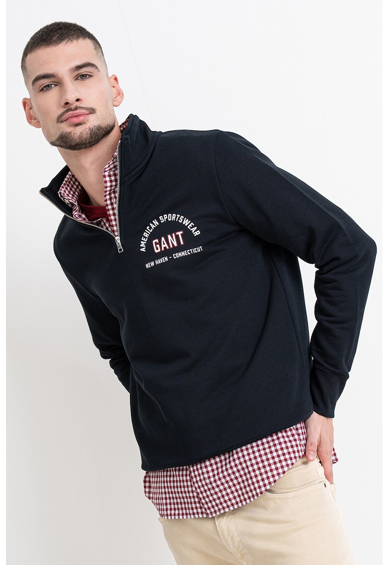 Oferte la Bluza de trenig cu fermoar scurt - Negru/Negru stins
