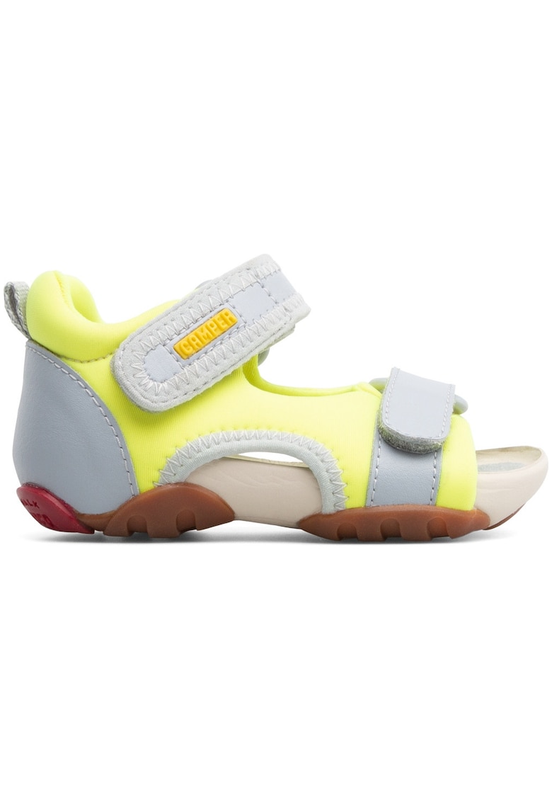 Oferte la Sandale cu segmente cu inchidere velcro dubla Ous - Galben/Gri