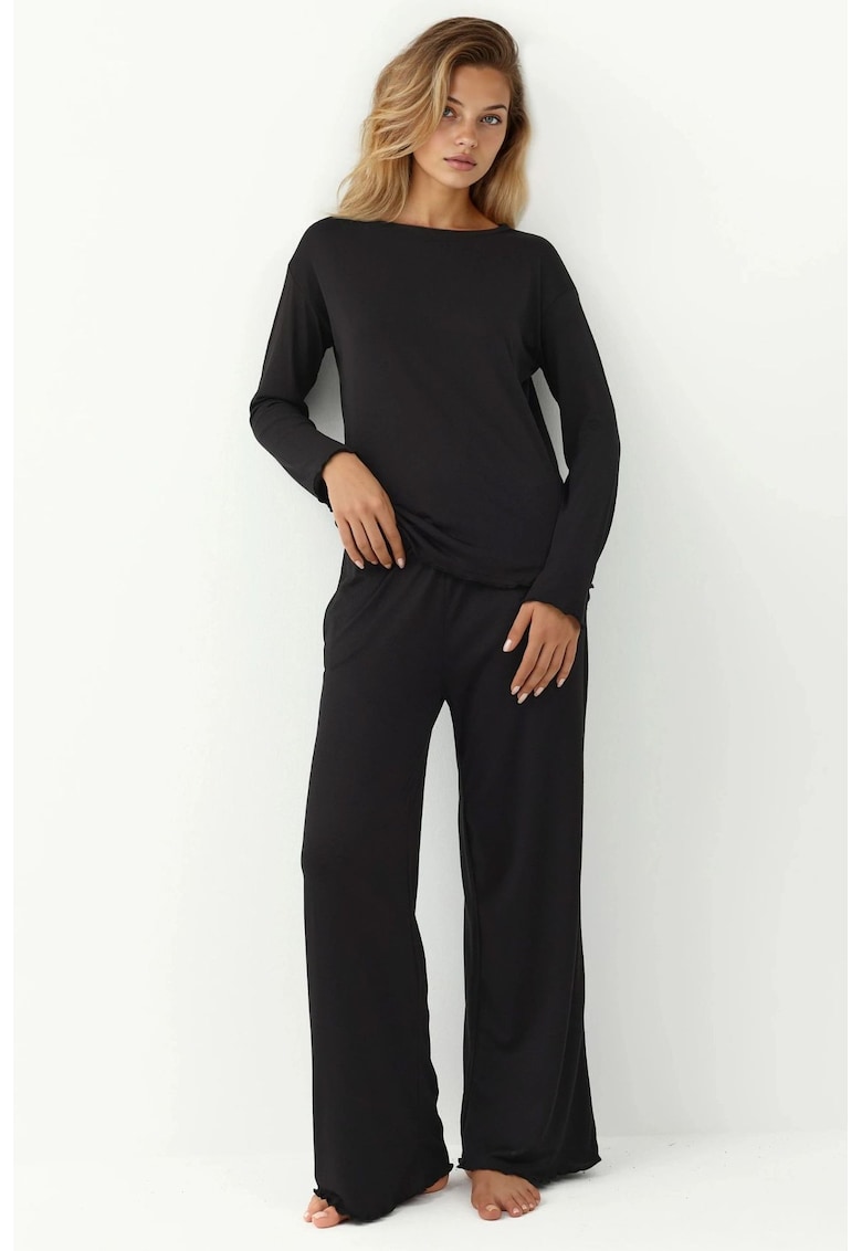 Oferte la Set pijama dama  confortabil - maneca lunga - negru - jerseu