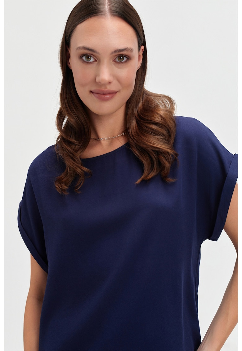 Tricou lejer cu decolteu rotund - Bleumarin