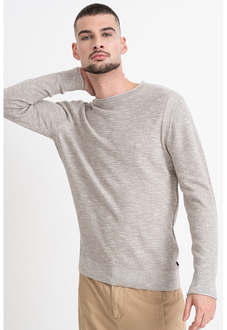 Oferte la Pulover de bumbac cu terminatii rasucite - Bej melange