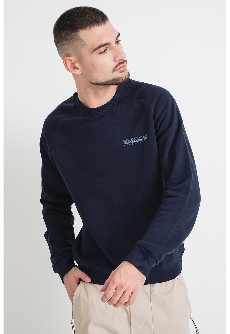 Oferte la Bluza de trening cu decolteu la baza gatului si imprimeu grafic - Albastru ultramarin