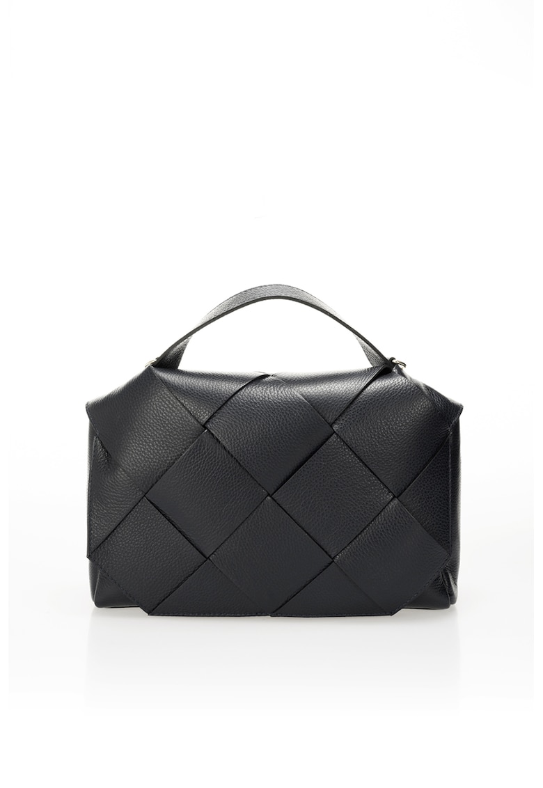 Oferte la Geanta din piele cu maner si clapa - Negru