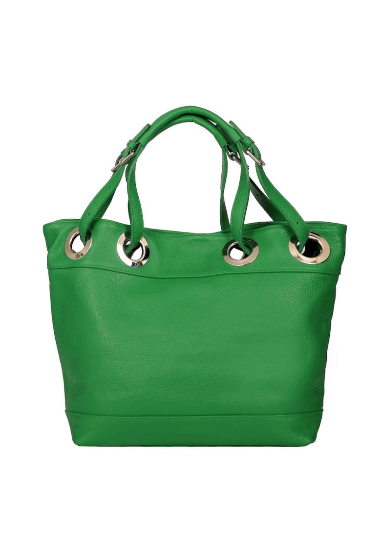 Oferte la Geanta din piele naturala Stella - Verde - 32x44cm