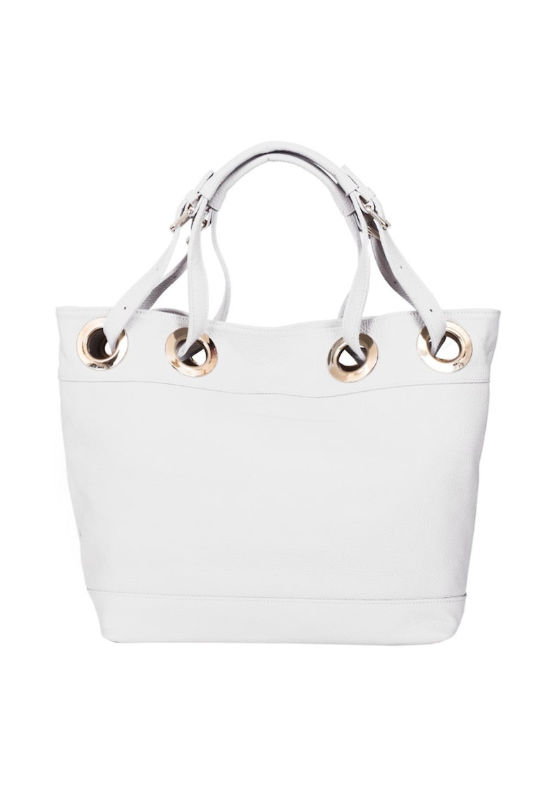 Oferte la Geanta din piele naturala Stella - Alb - 32x44cm