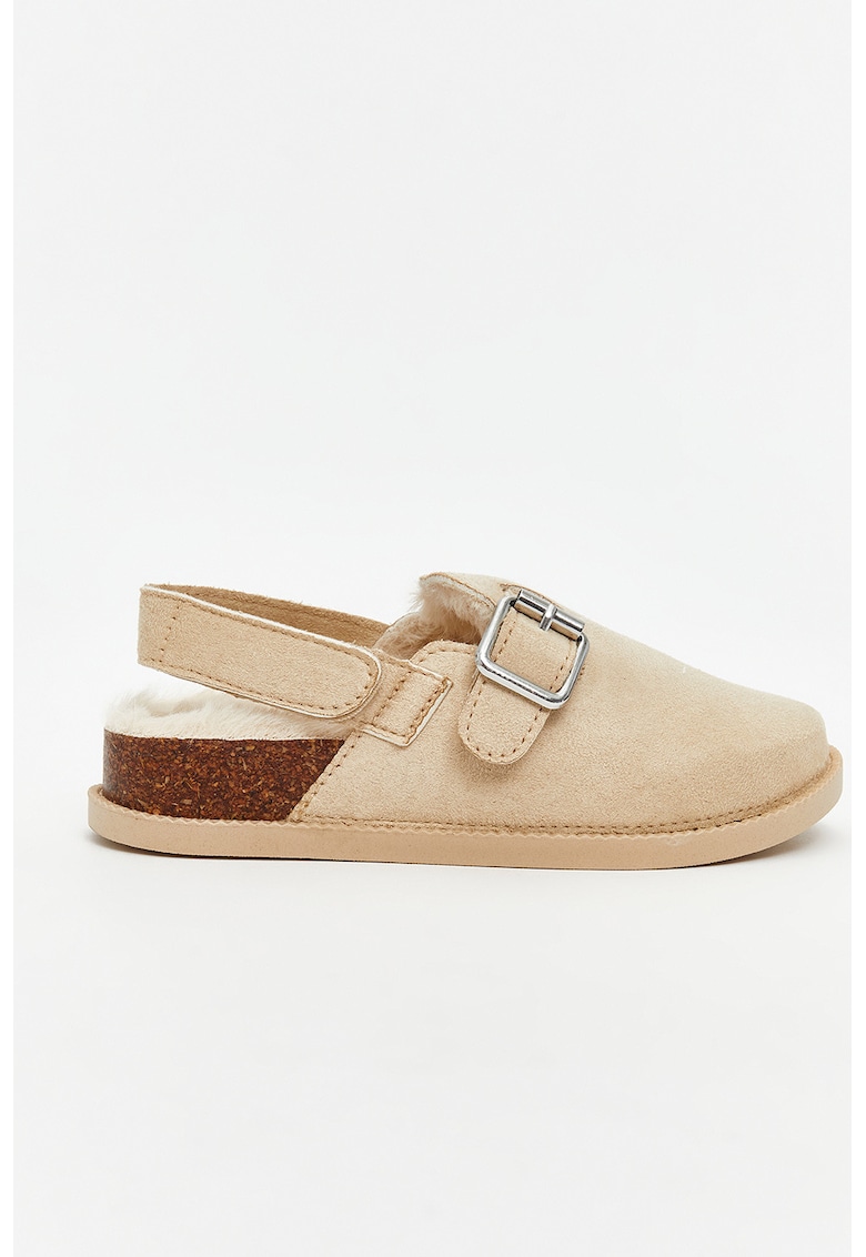 Oferte la Papuci slingback de piele intoarsa ecologica - Bej