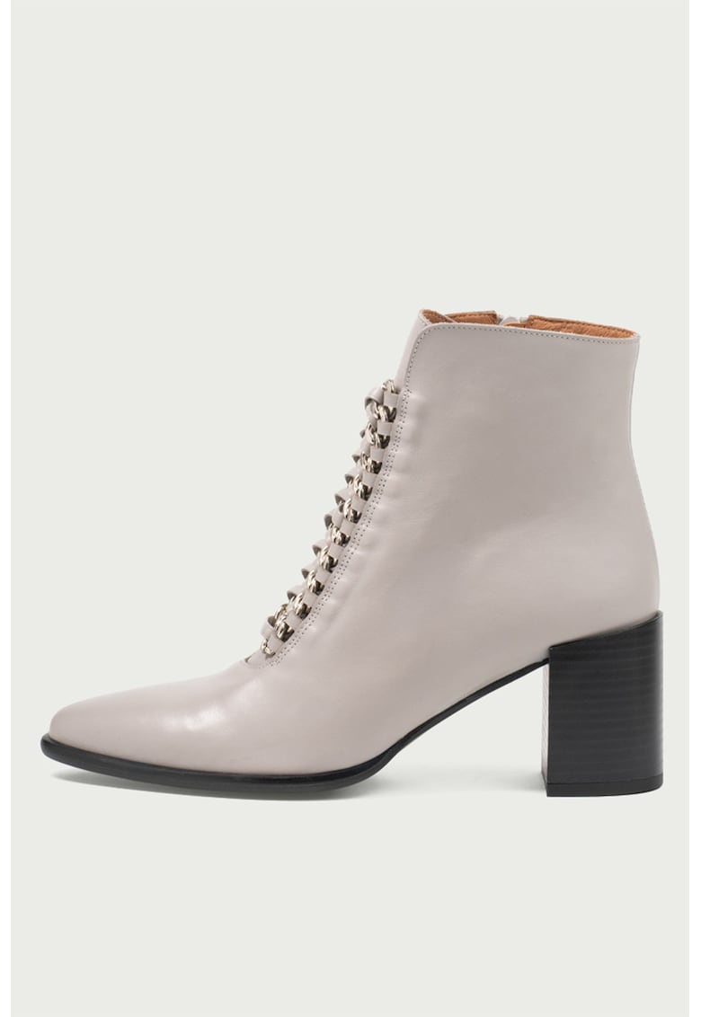 Oferte la Botine de piele lacuita cu varf ascutit Danielle - Grej