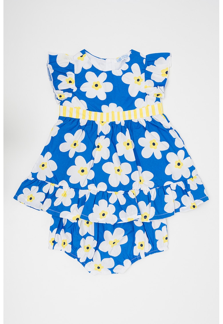Oferte la Rochie de bumbac cu model floral - Galben deschis/Albastru royal/Alb murdar