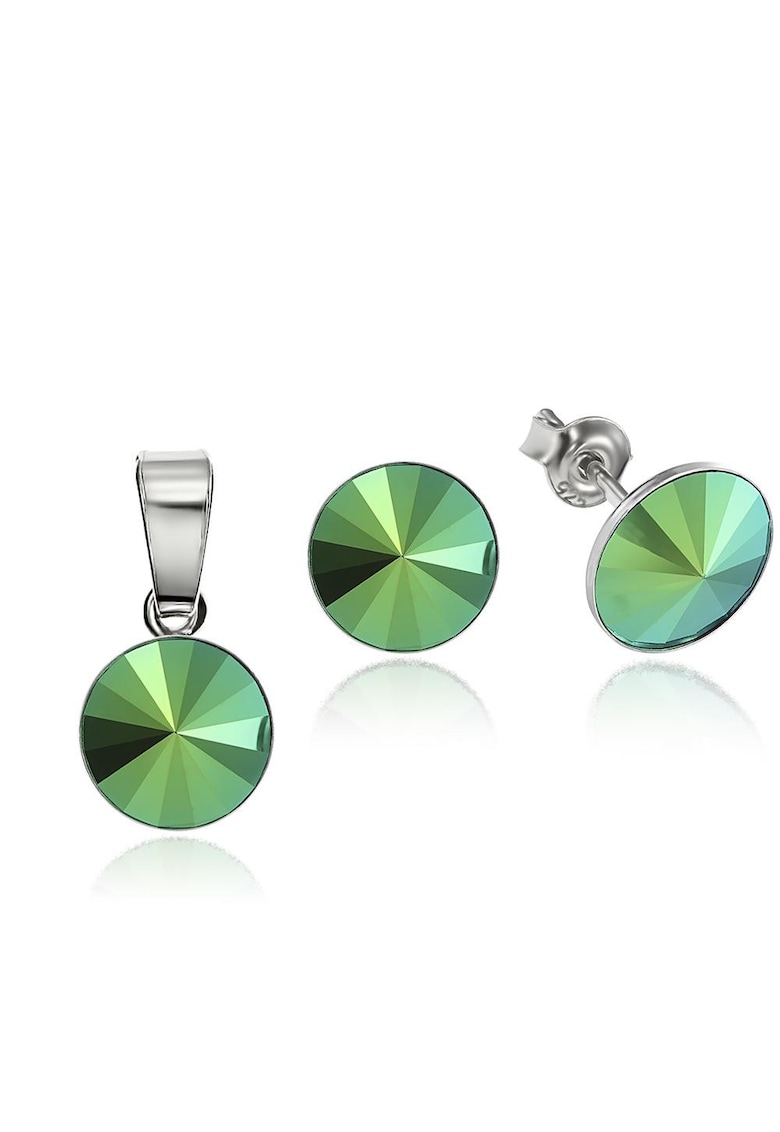 Oferte la Set Argint 925 placat cu rodiu cu cristale Swarovski® Rivoli 8mm - Verde metalizat