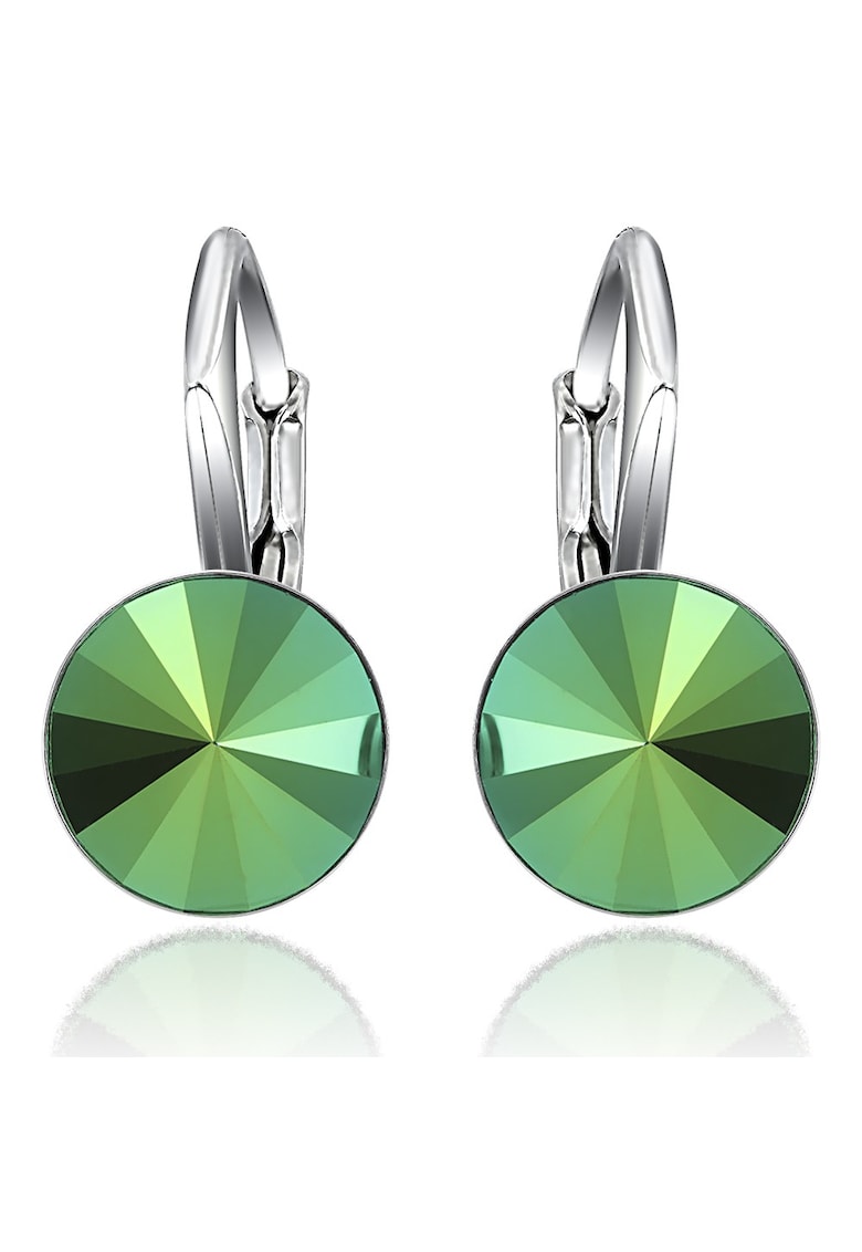 Oferte la Cercei Argint 925 placat cu rodiu cu cristale Swarovski® Rivoli Leverback 8mm - Verde metalizat