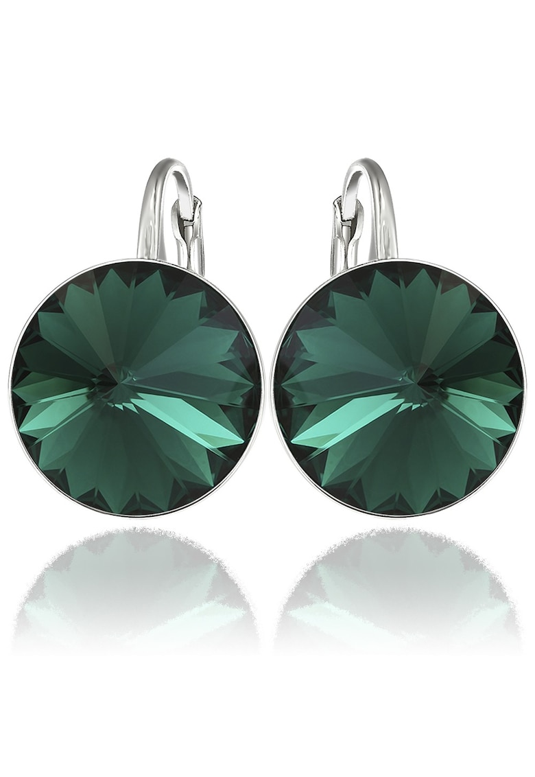 Oferte la Cercei Argint 925 placat cu rodiu cu cristale Swarovski® Rivoli 14mm - Verde inchis