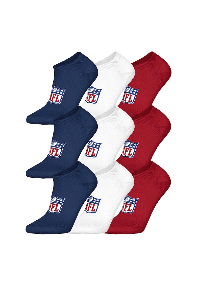 Oferte la Set de sosete unisex cu logo - 9 perechi - Rosu/Alb/Albastru inchis