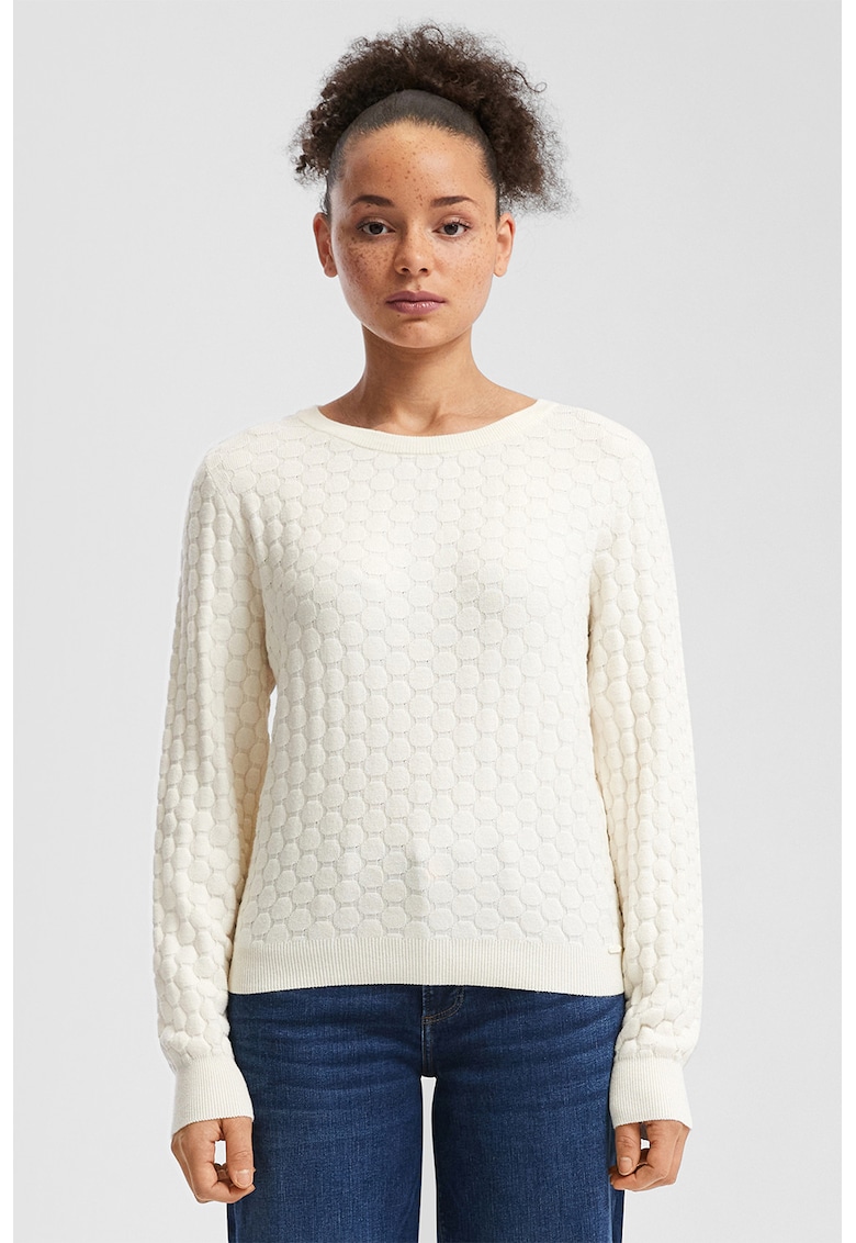 Oferte la Pulover regular fit texturat - Alb fildes