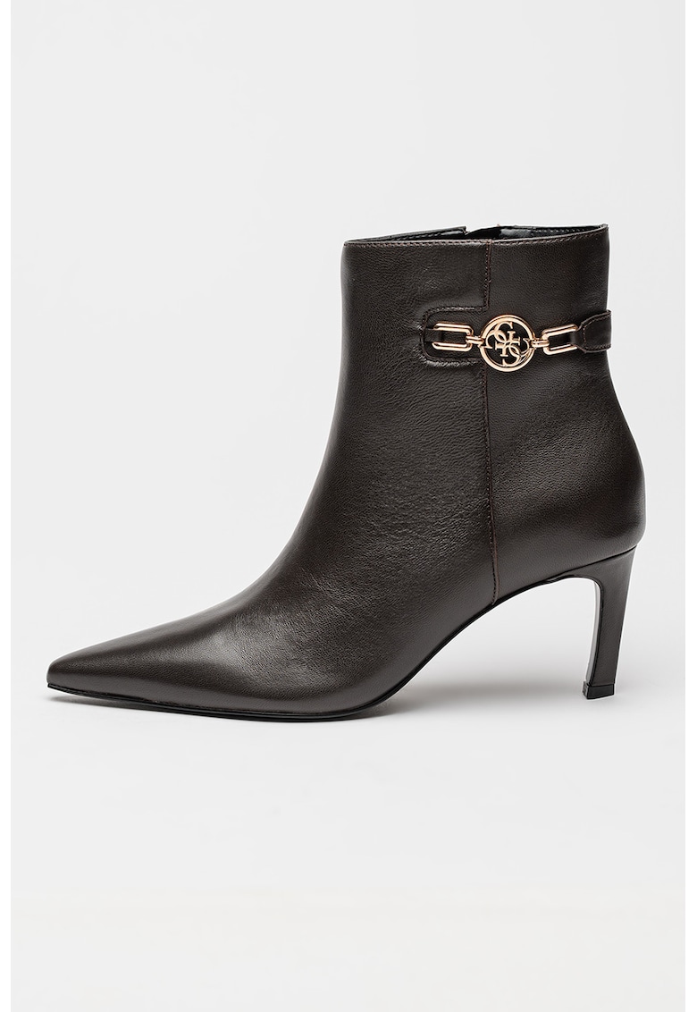 Oferte la Botine de piele cu varf ascutit Paislie - Maro inchis